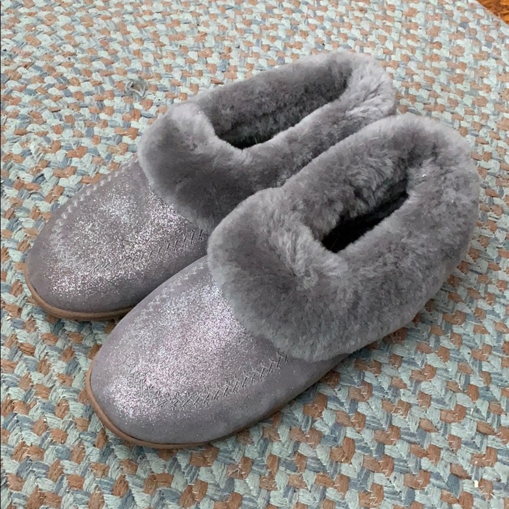 Grey Sparkly Lands’ End Slippers